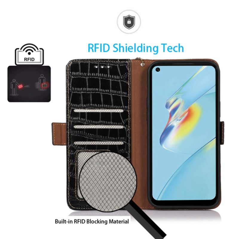 Nahkakotelo Oppo Reno 8 Pro Crocodile Style Rfid