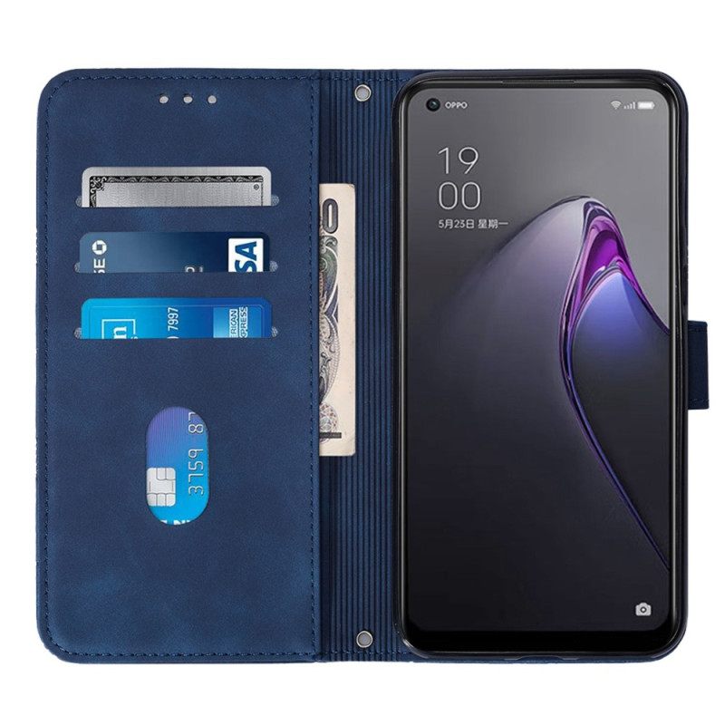 Nahkakotelo Oppo Reno 8 Pro Kolmiot Olkahihnalla