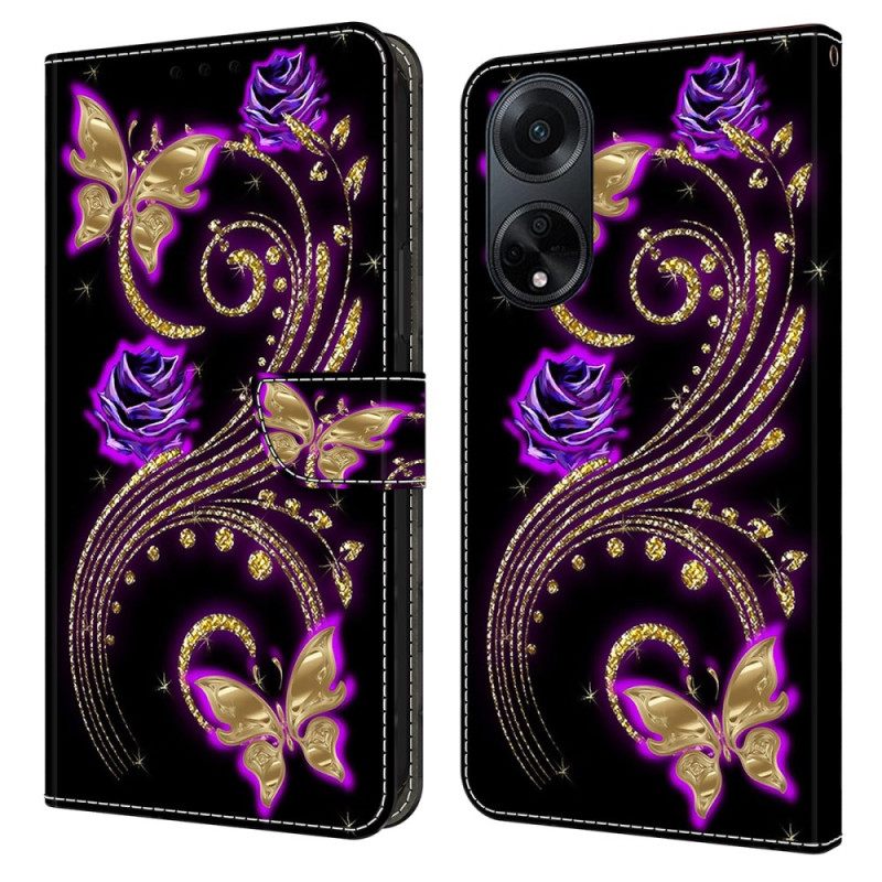 Kuoret Oppo A98 5g Violetit Kukat Ja Perhoset