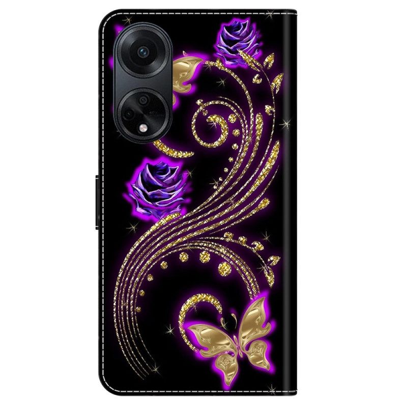 Kuoret Oppo A98 5g Violetit Kukat Ja Perhoset