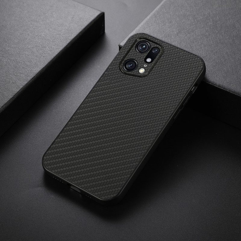 Case Oppo Find X5 Pro Nahkavaikutteinen Hiilikuiturakenne