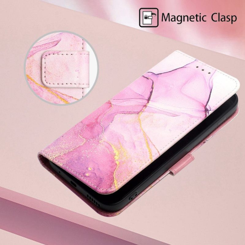 Flip Case Oppo Find X5 Pro Suojaketju Kuori Strip Marble