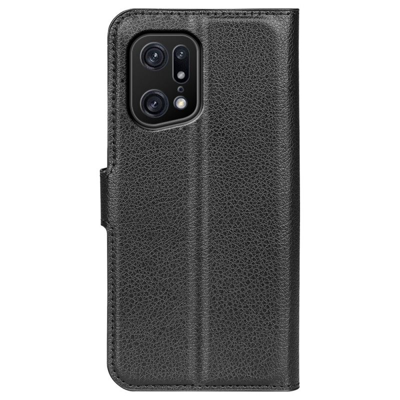 Kotelot Oppo Find X5 Pro Classic Litchi Faux Leather