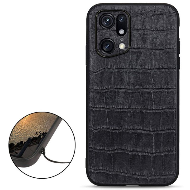 Kuori Oppo Find X5 Pro Aito Crocodile Texture Nahka