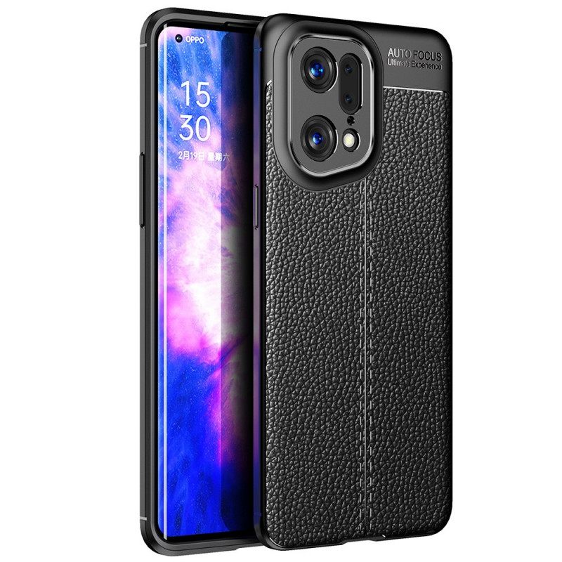 Kuori Oppo Find X5 Pro Double Line Litchi Leather Effect