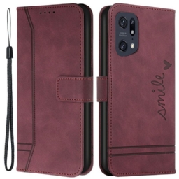 Nahkakotelo Oppo Find X5 Pro Suojaketju Kuori Smile To Strap