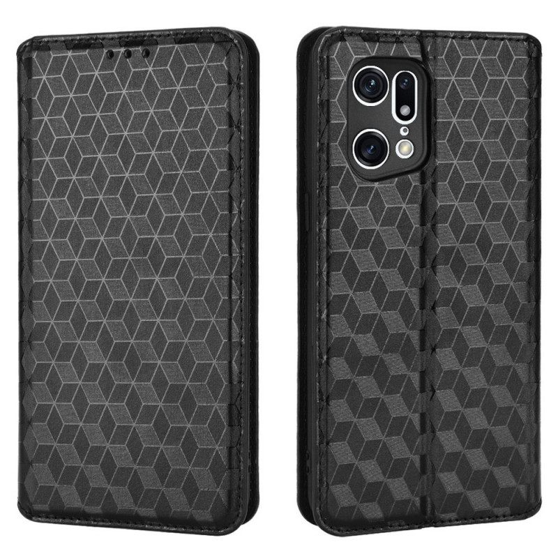 Puhelinkuoret Oppo Find X5 Pro Kotelot Flip 3d Diamond Leather Effect