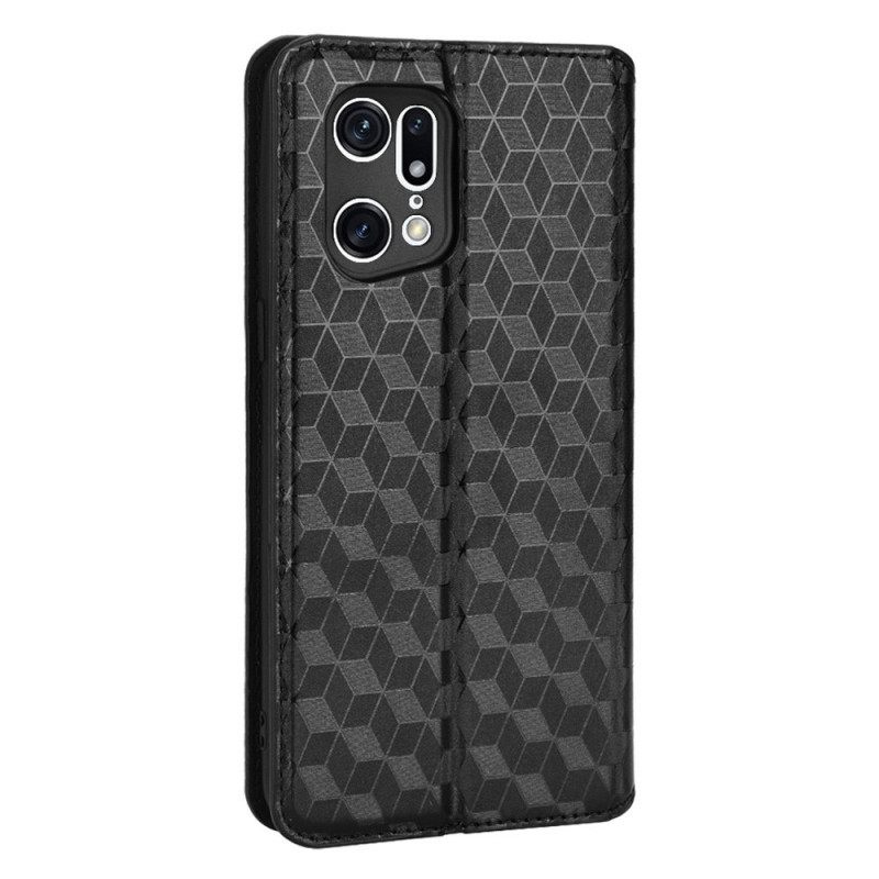 Puhelinkuoret Oppo Find X5 Pro Kotelot Flip 3d Diamond Leather Effect