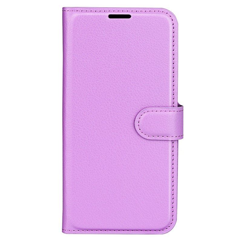 Kotelot iPhone 15 Classic Litchi Faux Leather