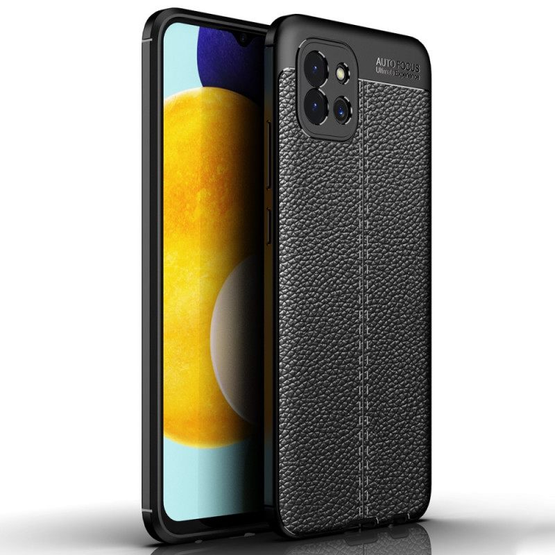 Kuori Samsung Galaxy A03 Double Line Litchi Leather Effect