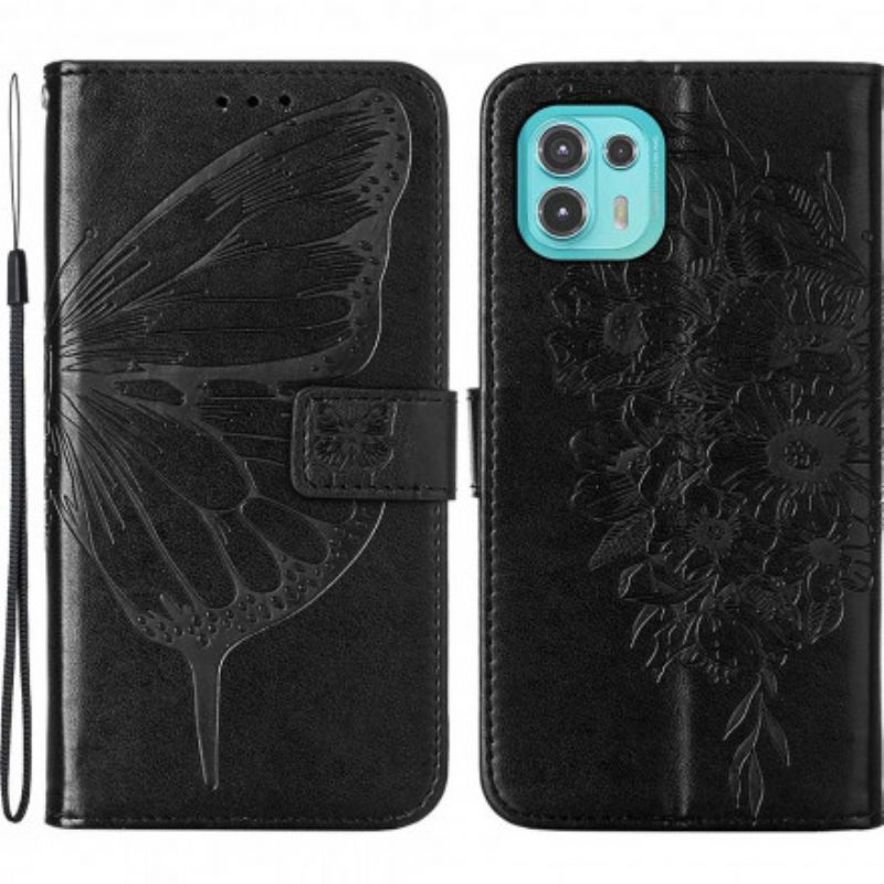 Flip Case Motorola Edge 20 Lite Butterfly Design Kaulanauhalla