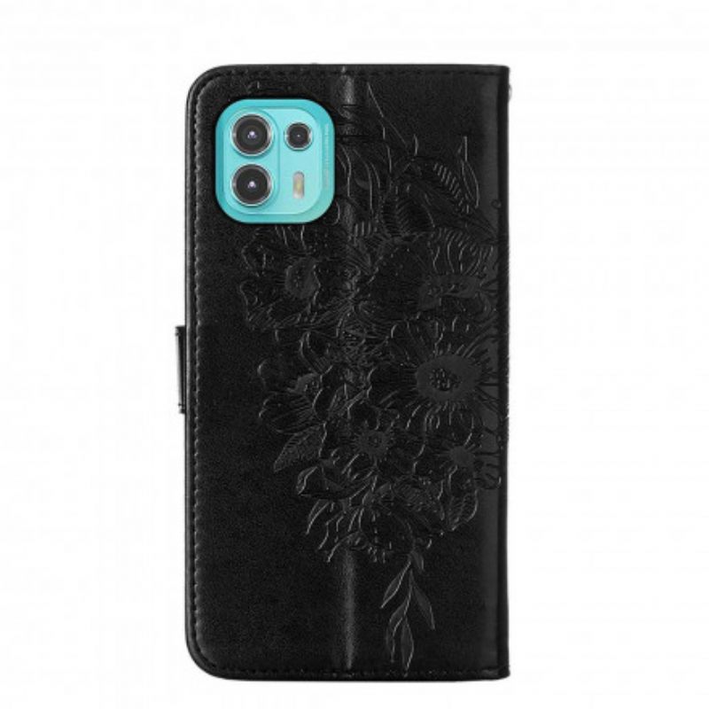 Flip Case Motorola Edge 20 Lite Butterfly Design Kaulanauhalla