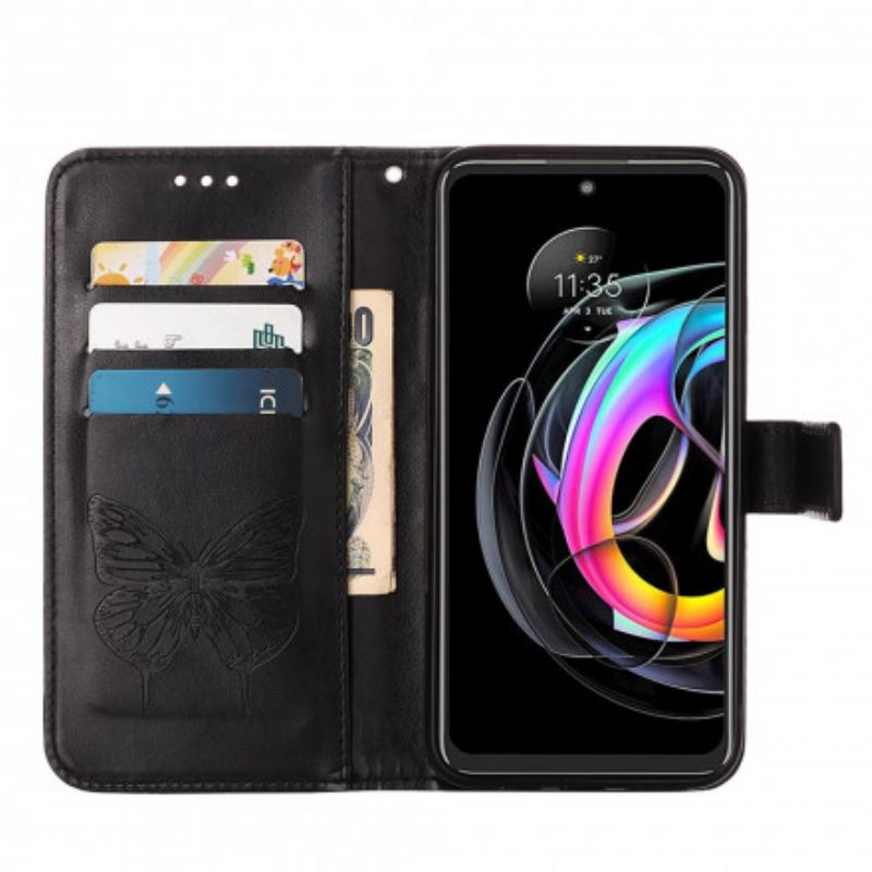 Flip Case Motorola Edge 20 Lite Butterfly Design Kaulanauhalla