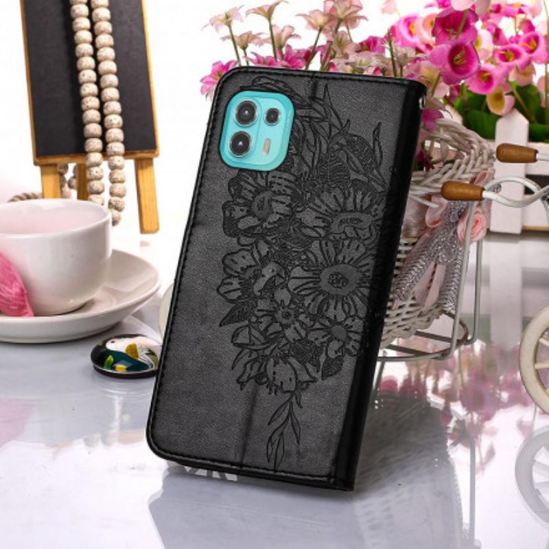 Flip Case Motorola Edge 20 Lite Butterfly Design Kaulanauhalla