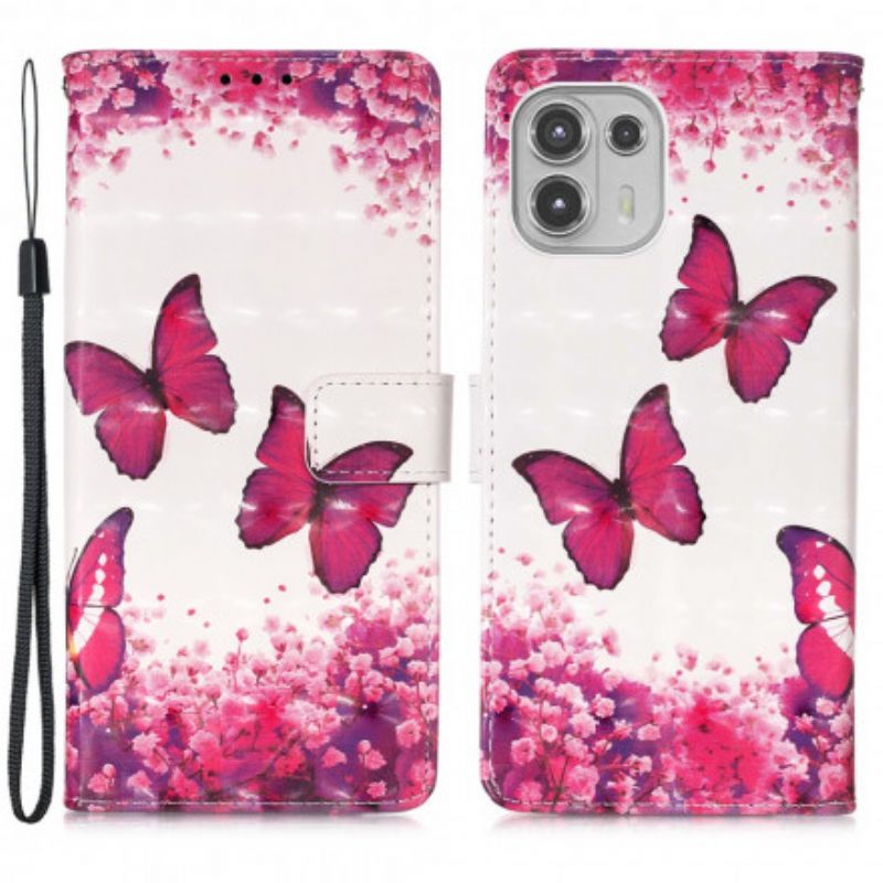 Kotelot Motorola Edge 20 Lite Red Butterflies