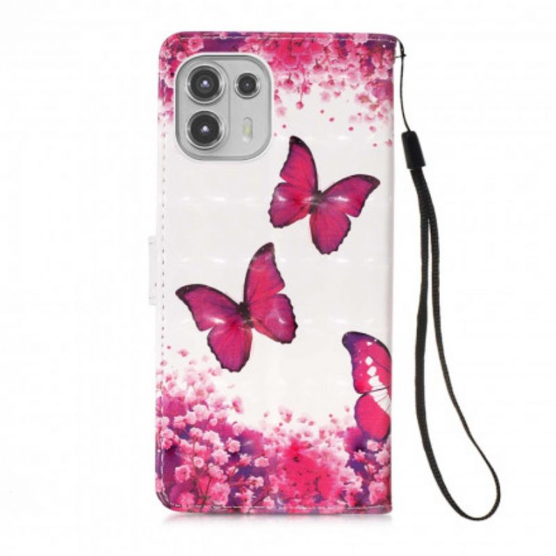 Kotelot Motorola Edge 20 Lite Red Butterflies