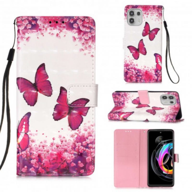 Kotelot Motorola Edge 20 Lite Red Butterflies