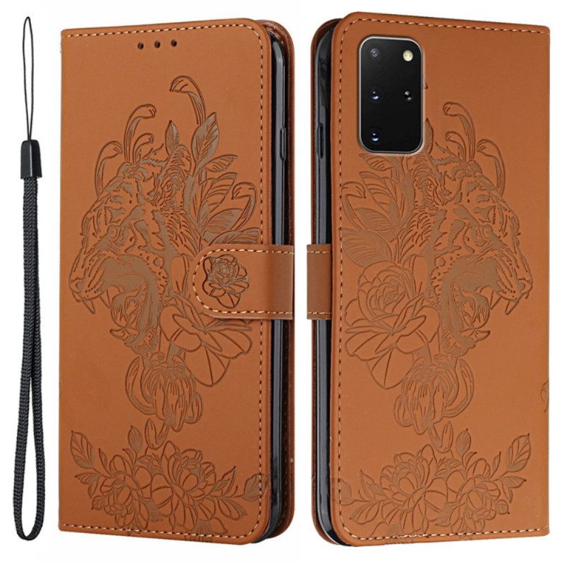 Flip Case Samsung Galaxy S20 Plus 4G / 5G Suojaketju Kuori Tiger Baroque Strap