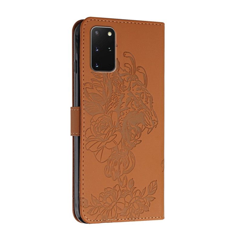 Flip Case Samsung Galaxy S20 Plus 4G / 5G Suojaketju Kuori Tiger Baroque Strap