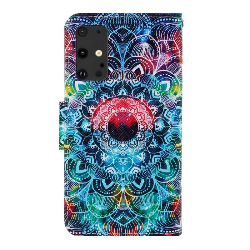 Nahkakotelo Samsung Galaxy S20 Plus 4G / 5G Suojaketju Kuori Flashy Mandala Hihnalla