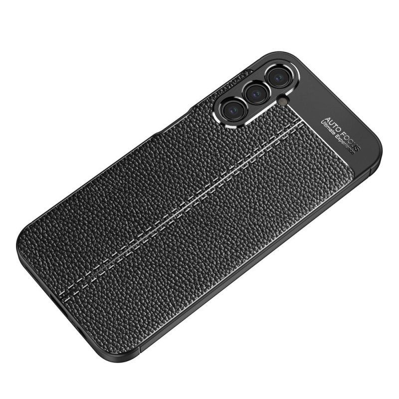 Case Samsung Galaxy A14 / A14 5G Kaksilinjainen Litsi-nahkaefekti