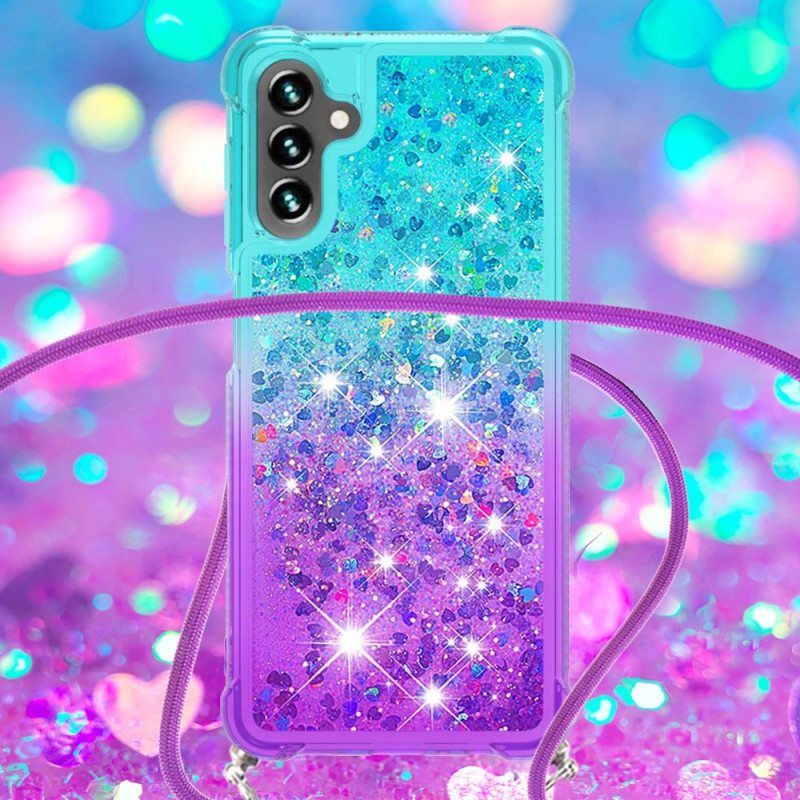 Case Samsung Galaxy A54 5G Kiristysnyörillä Glitter Silikoni Johto