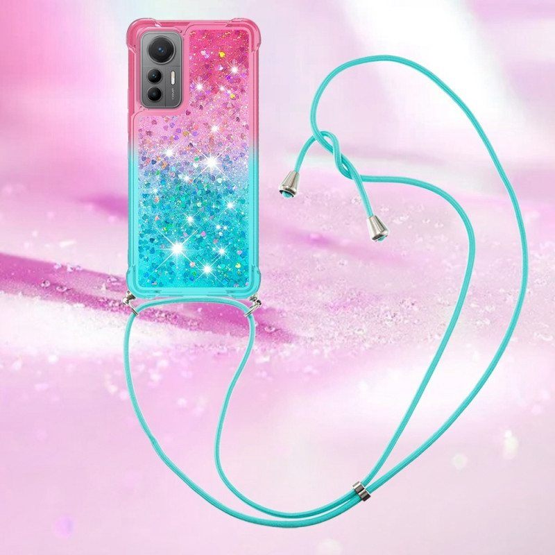 Case Xiaomi 12 Lite Kiristysnyörillä Glitter Silikoni Johto