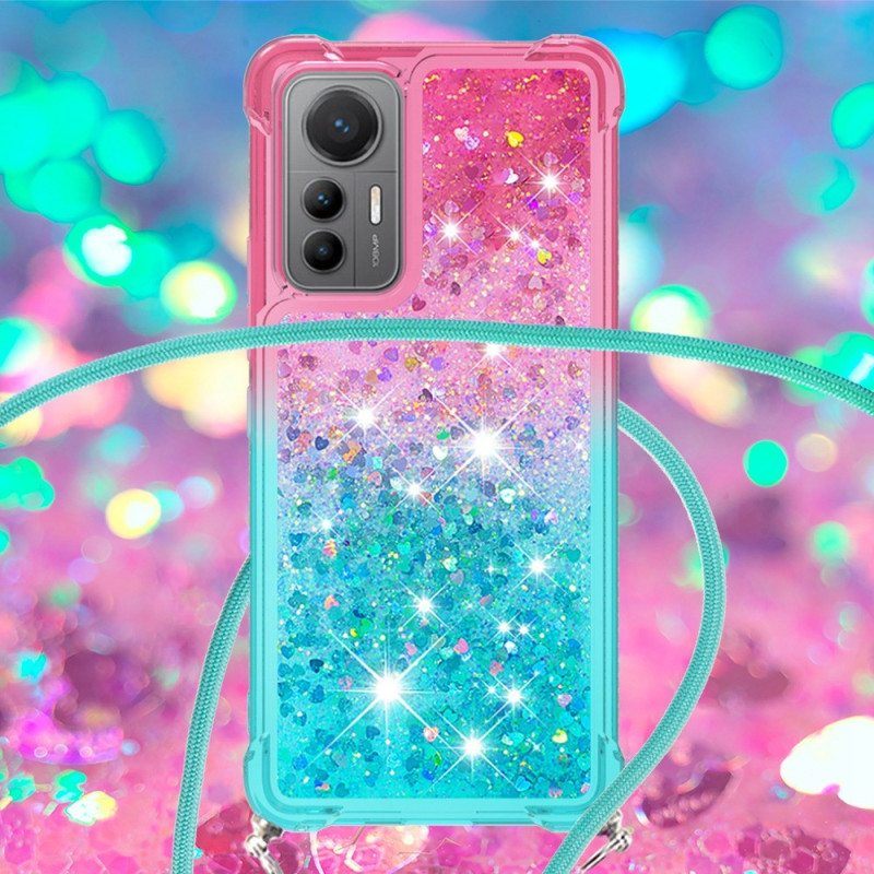 Case Xiaomi 12 Lite Kiristysnyörillä Glitter Silikoni Johto