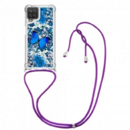 Case Samsung Galaxy A12 / M12 Kiristysnyörillä Butterfly Sequin Kiristysnyöri