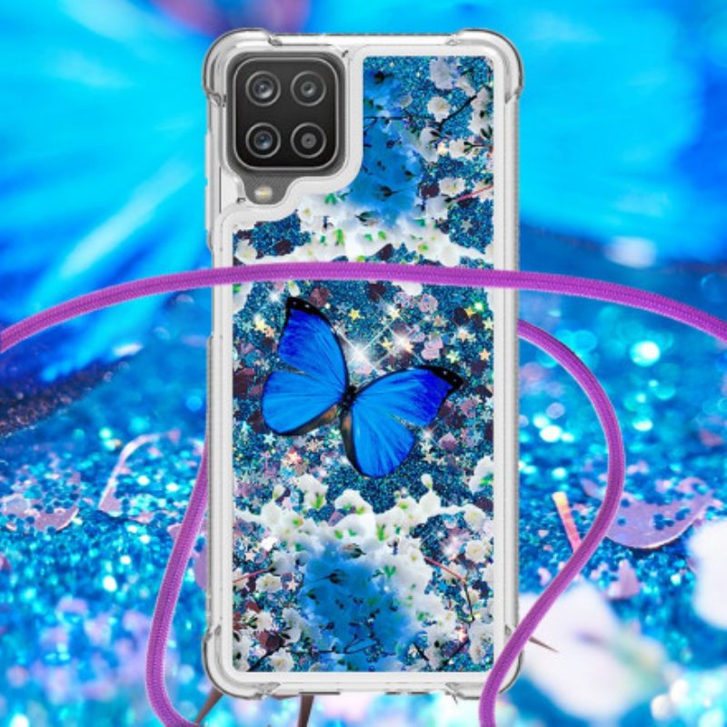 Case Samsung Galaxy A12 / M12 Kiristysnyörillä Butterfly Sequin Kiristysnyöri