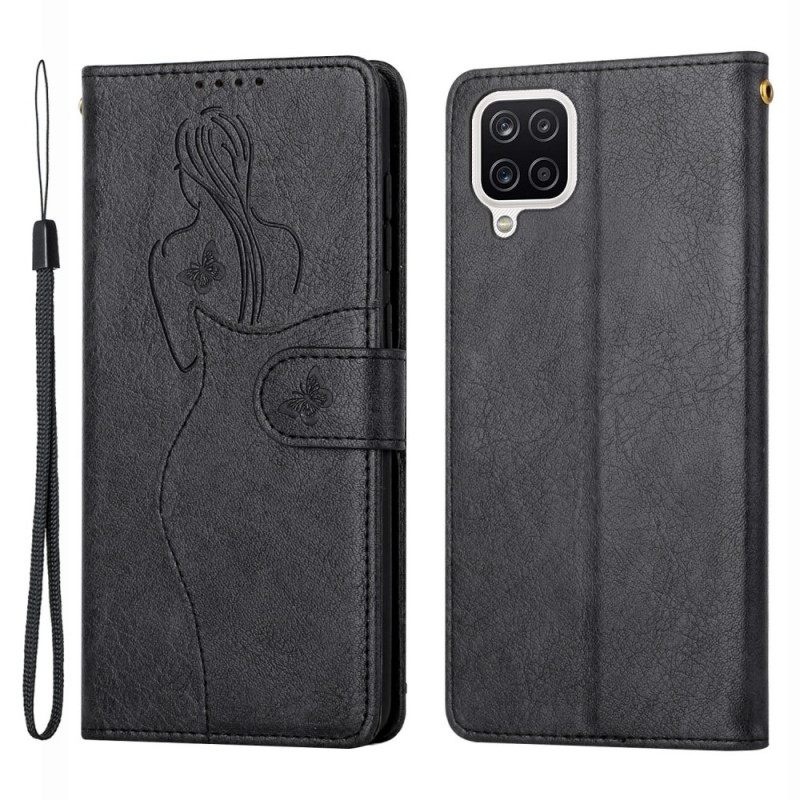 Flip Case Samsung Galaxy A12 / M12 Faux Leather Silhouette