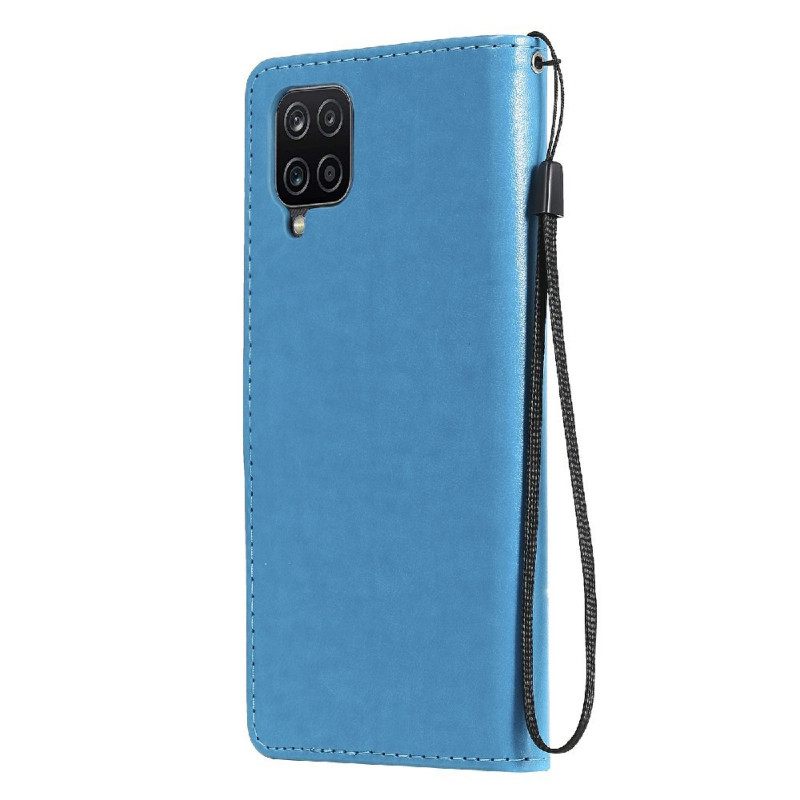 Flip Case Samsung Galaxy A12 / M12 Suojaketju Kuori Kissa Ja Mehiläinen Kaulanauhassa