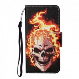 Kotelot Samsung Galaxy A12 / M12 Burning Skull With Lanyard