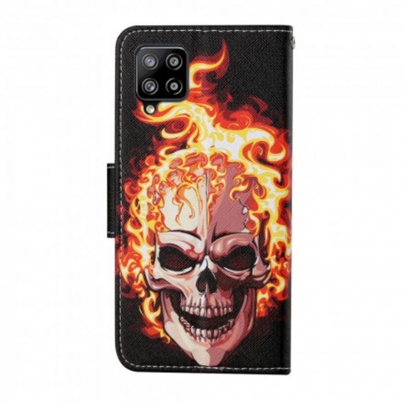 Kotelot Samsung Galaxy A12 / M12 Burning Skull With Lanyard