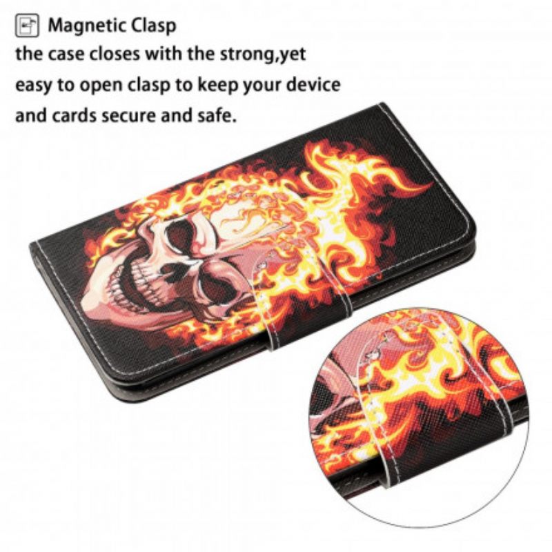 Kotelot Samsung Galaxy A12 / M12 Burning Skull With Lanyard