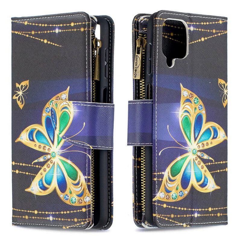 Kotelot Samsung Galaxy A12 / M12 Butterflies Vetoketjullinen Tasku