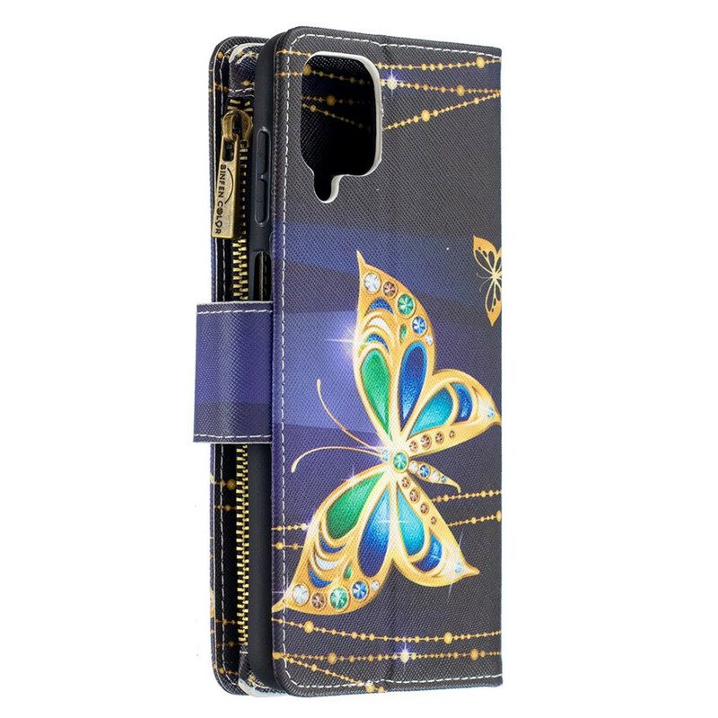 Kotelot Samsung Galaxy A12 / M12 Butterflies Vetoketjullinen Tasku