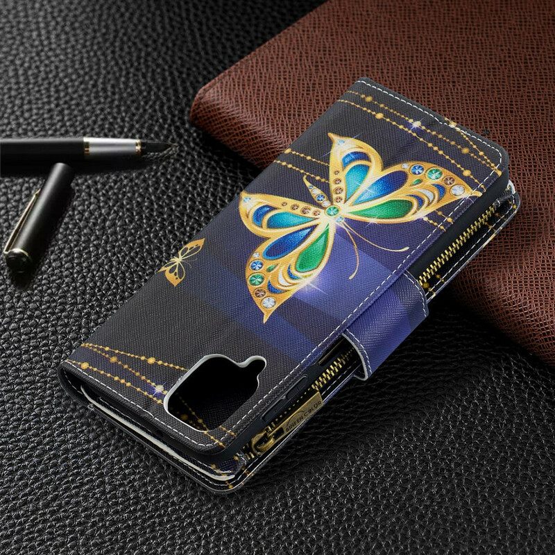 Kotelot Samsung Galaxy A12 / M12 Butterflies Vetoketjullinen Tasku