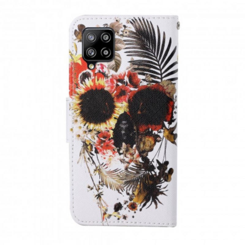 Kotelot Samsung Galaxy A12 / M12 Floral Skull Kaulanauhalla