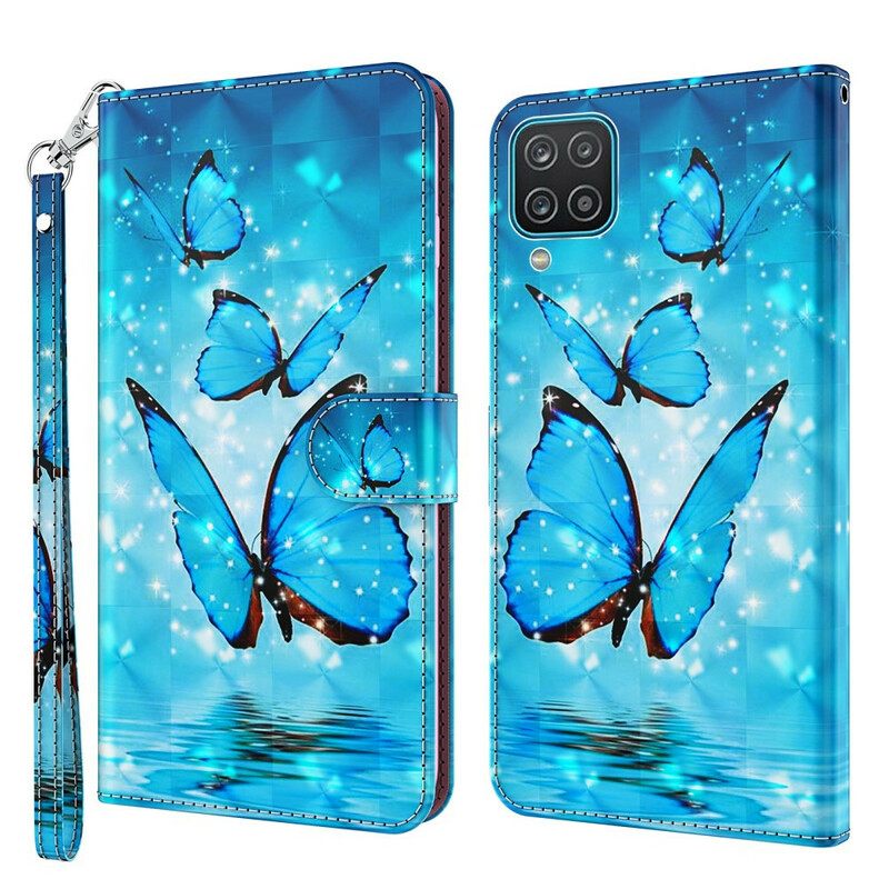 Kotelot Samsung Galaxy A12 / M12 Flying Blue Butterflies