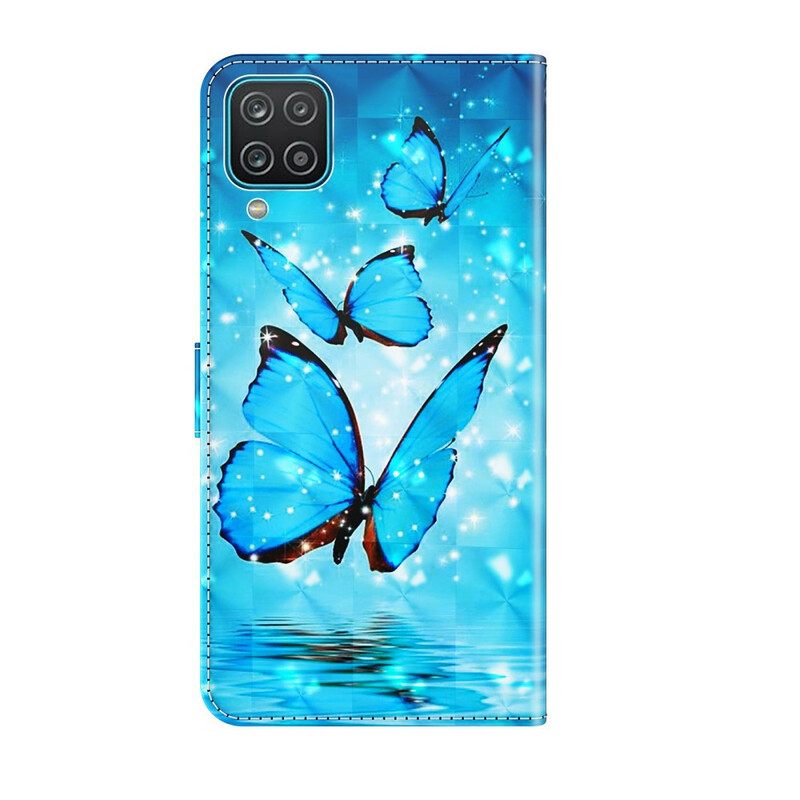 Kotelot Samsung Galaxy A12 / M12 Flying Blue Butterflies