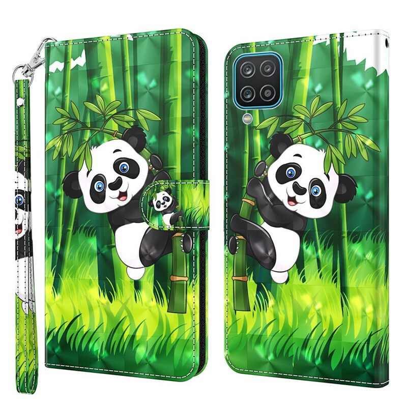 Kotelot Samsung Galaxy A12 / M12 Panda Ja Bamboo