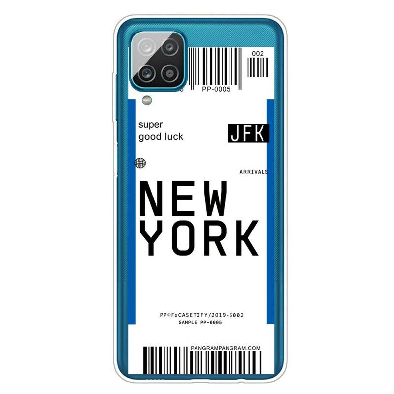 Kuori Samsung Galaxy A12 / M12 Boarding Pass New Yorkiin