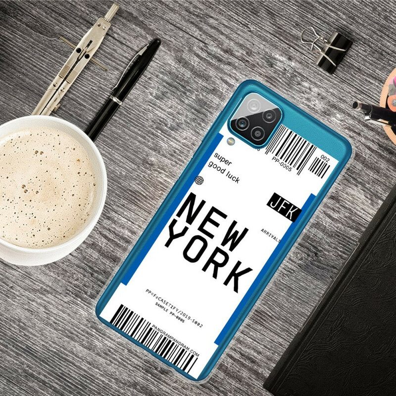 Kuori Samsung Galaxy A12 / M12 Boarding Pass New Yorkiin