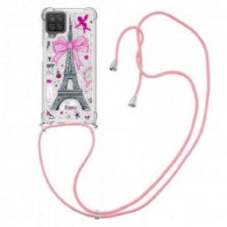 Kuori Samsung Galaxy A12 / M12 Kiristysnyörillä Cordon Eiffel Towerissa