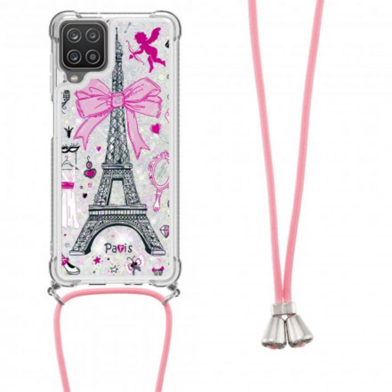 Kuori Samsung Galaxy A12 / M12 Kiristysnyörillä Cordon Eiffel Towerissa