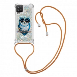 Kuori Samsung Galaxy A12 / M12 Kiristysnyörillä Miss Owl Sequin Vetonauha