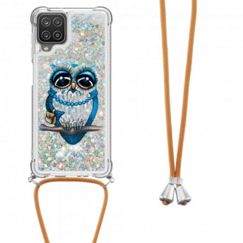 Kuori Samsung Galaxy A12 / M12 Kiristysnyörillä Miss Owl Sequin Vetonauha