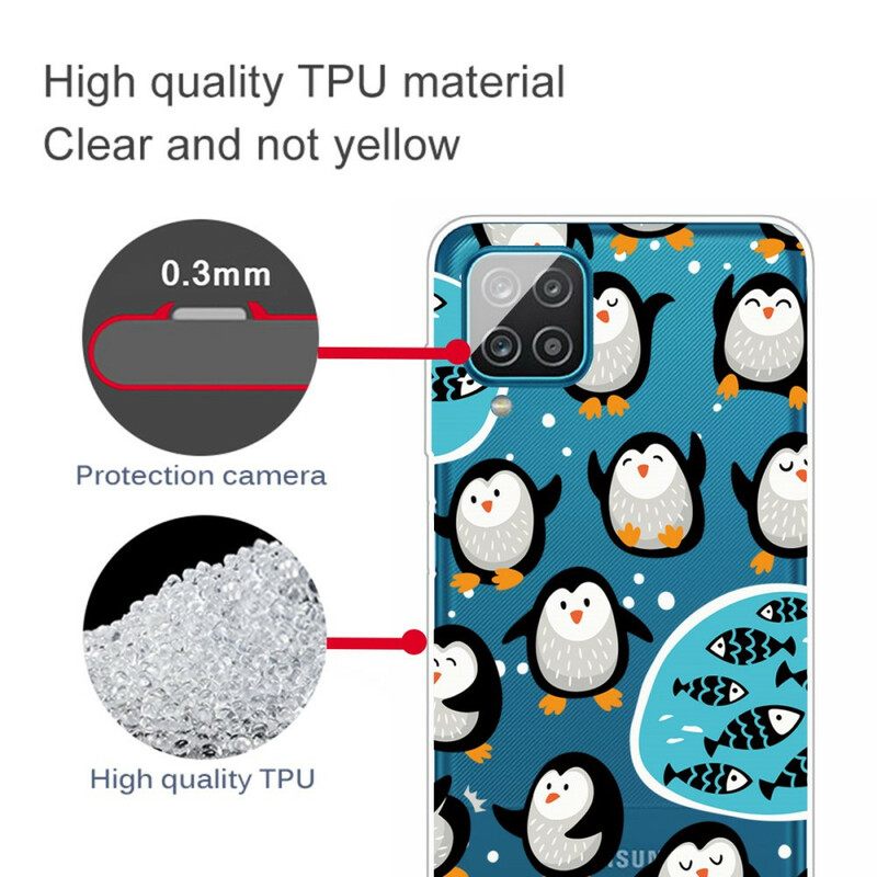 Kuori Samsung Galaxy A12 / M12 Penguins And Fishes