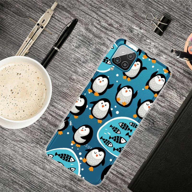 Kuori Samsung Galaxy A12 / M12 Penguins And Fishes